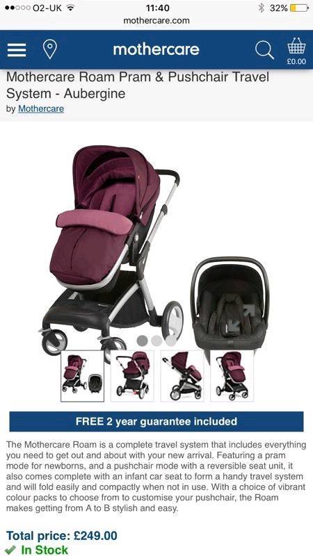 mothercare roam travel system price